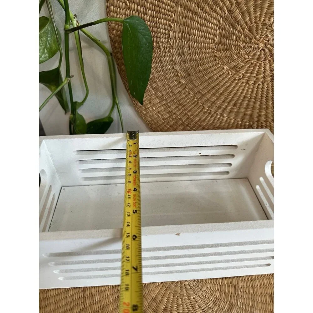 White Slatted Wood Storage Crate